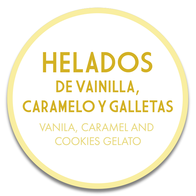 helados de vainilla caramelo y galletas